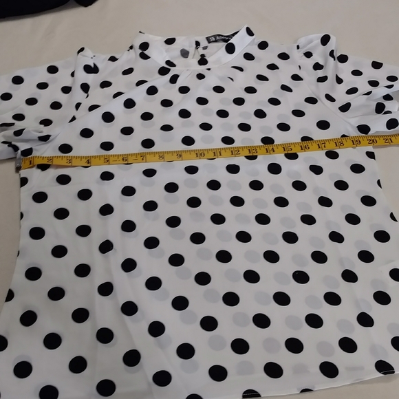 Allegra K Polkadot Bouse Modest Flutter Sleeves - Picture 9 of 10